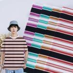 Customized Cotton Stripe Fabric Multicolor Soft Sweat Absorbing Material 175cm