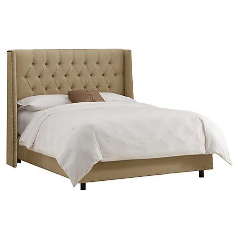 french style bed ,upholstered bed in velvet fabric with button tufted headboard