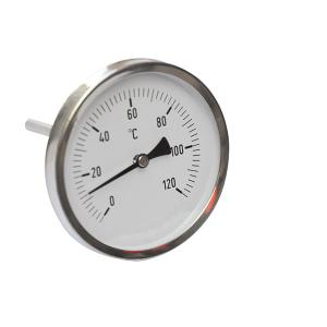 China 4'' 100mm 1/2 BSP Industrial Bimetal Thermometer 120C Back Connection Pressure Gauge factory