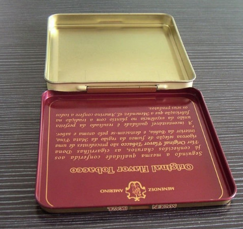 Tinplated Cigar Tin Box with Lid , CYMK Printed Outside Airtight Tin Box