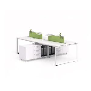China White 4 Way Wooden Office Staff Table 1600mm Pc Workstation Desk With MDF Board factory