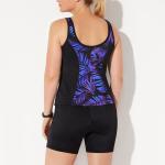 Zippered Vest And Shorts 2 Pieces Women Beachwear Printed Plus Size Swimwear