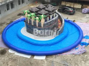 China Summer Water Game Jungle Themed Inflatable Blow Up Water Park With Centre Slide factory