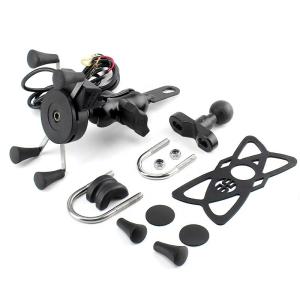 China Navigation Two Wheeler Mobile Holder , FCC 5V 2A Dirt Bike Iphone Mount factory