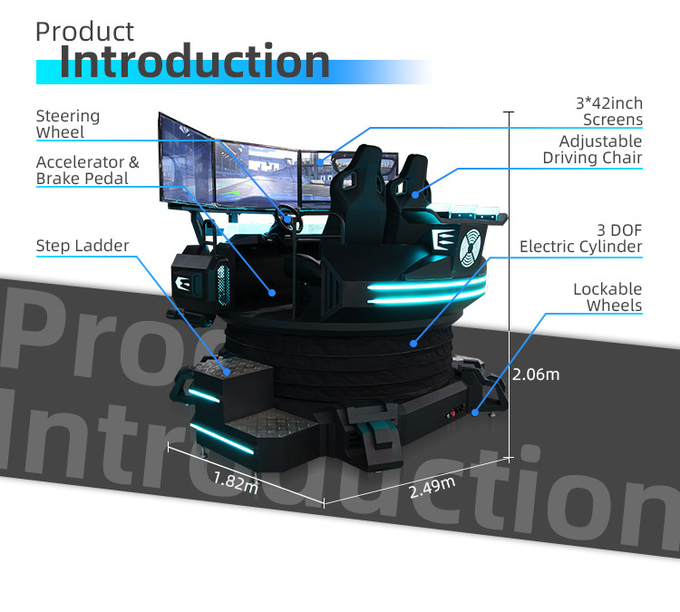 2 Seats 3 Dof 9D Virtual Reality Racing Simulator VR Driving Car Game Machine