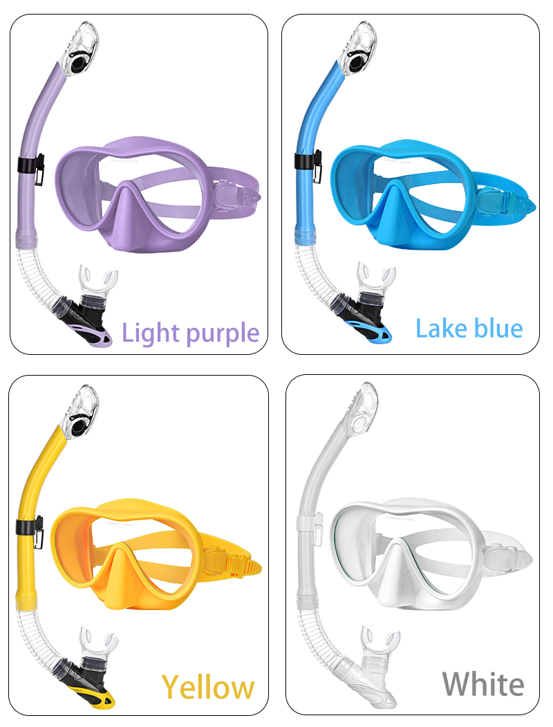 OEM Junior PC Lens Mask Goggle Snorkel Set With Dry Top Breathing Tube