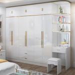 4 White Doors High Glossy Door Wardrobe Closet In Bedroom Storage Cabinets
