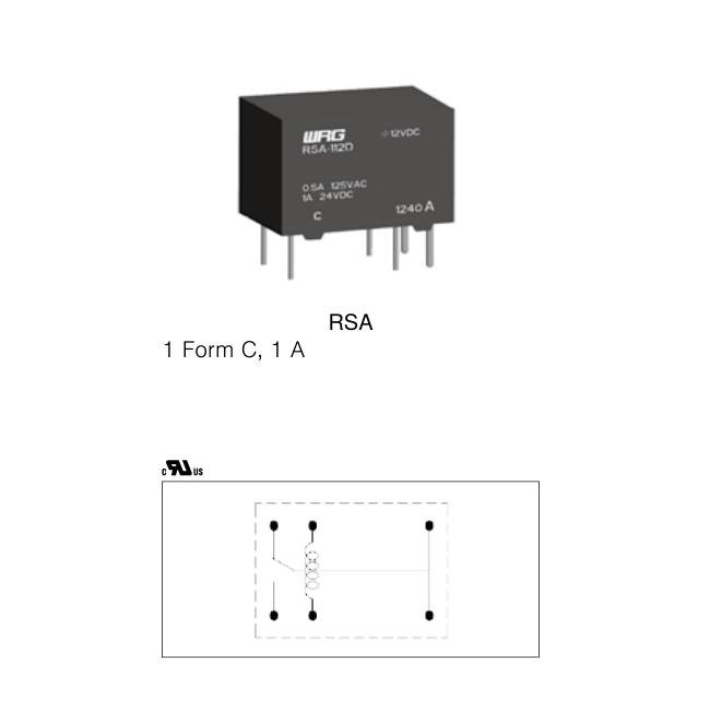 Miniature DC 12V Signal Relay 1A 0.2W 6 pins PCB Mount RSA-112D For Traffic System