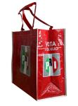 OEM Waterproof PRI Red Woven PP Shopping Bags With White Binding Edge