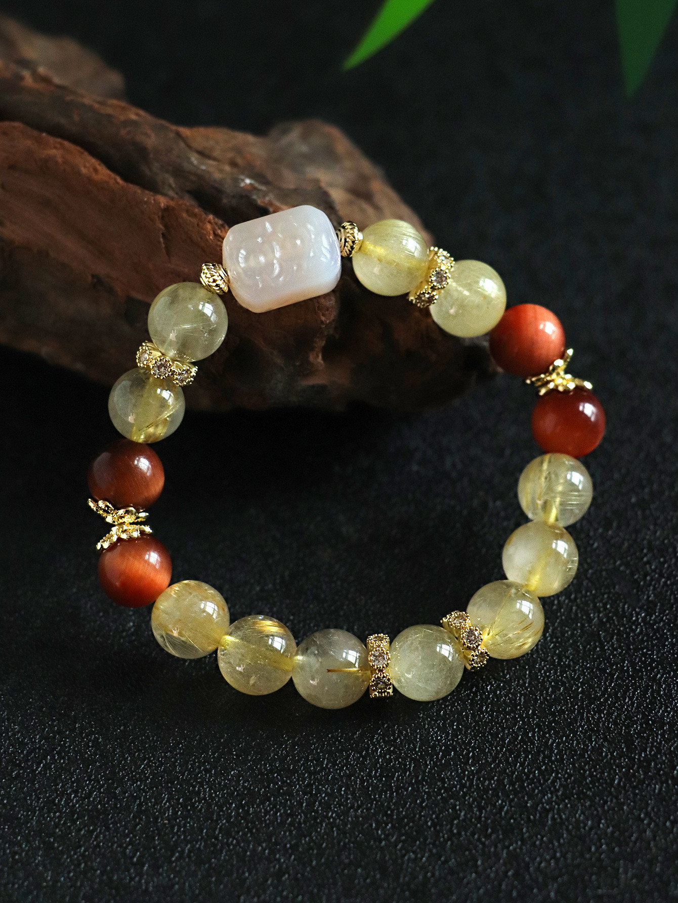 Handmade Summer Jewelry Natural Stone Bracelet Healing Energy Crystal Powder Quartz Amethyst Agate Round Bead Bracelet Money Bracelet