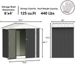 Powder Coated AJUNION Metal Garden Shed Double Lockable Door 50"D x 78.3"W x 74
