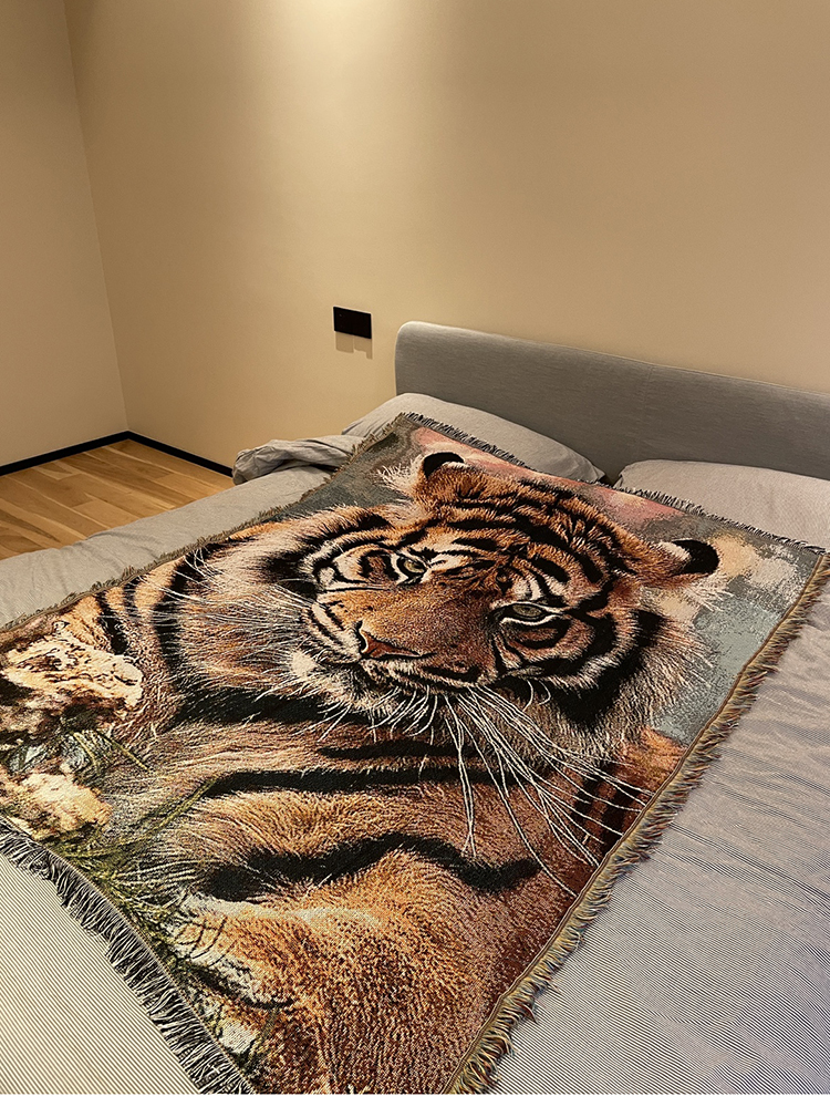 Y-Z Tiger Tapestry Cozy Sofa Cover Afghan Blankets Bohemian Cotton Picnic Rug Blanket