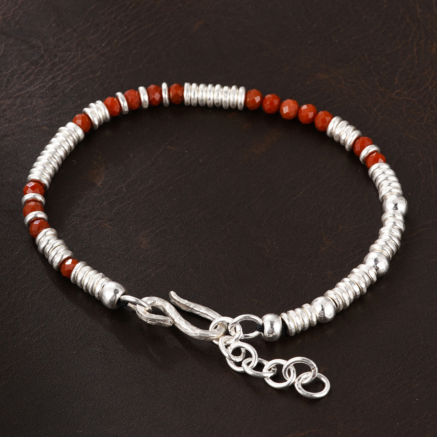925 Sterling Silver Ancient Glass Bracelet Hand-Hammered Silver Spacer Beads Retro Tibetan Nomadic Woven Bracelet Courage And Heart Agate Turquoise