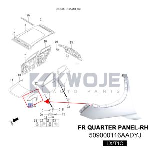 FRONT RIGHT WING T1C EXEED LX 509000116AADYJ