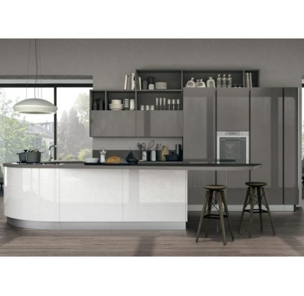 Curved cabinets,Modern kitchen furniture,Kitchen design,U-shape cupboard,Kitchen