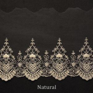 China Embroidered Cotton Mesh Nylon Tulle Bridal Lace Trim , 5.2 Inch Scalloped Lace Trim factory