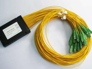 China LAN / WAN Mini Module Fiber Optic PLC Splitter blockless 0.9mm with SC / UPC Connector factory
