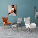 American Style Button Dining Chair 55*63*101cm Stainless Steel Leg