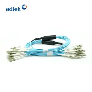 China 24 Fibers OM3 Fiber Optic Patch Cord Break-out Cable Branch OD 2.0mm LC-LC Multimode Aqua factory