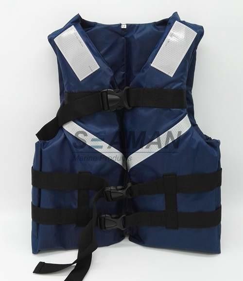 300D Oxford Navy Blue Men's Watersports Life Jacket SOLAS Reflective Tape Size S