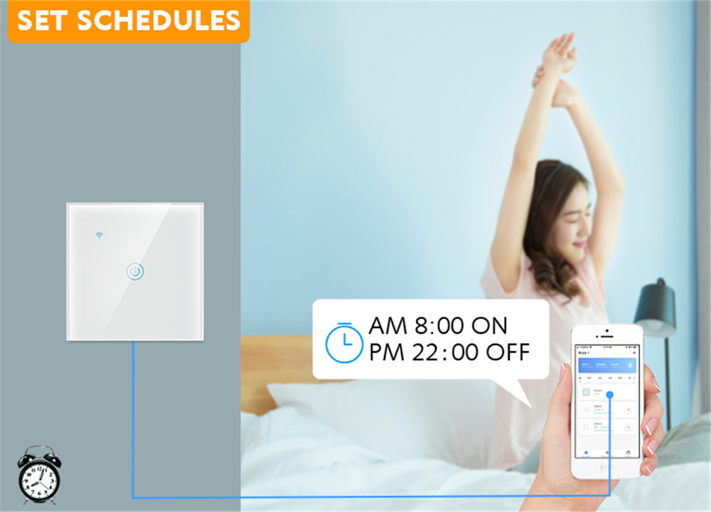 White 10A Wifi Wall Touch Switch 1 Gang Smart Light Switch With Remote Control