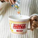 Sustainable Ceramic Instant Noodle Bowl , Porcelain Ceramic Ramen Bowl Set