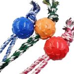 Teeth Cleaning Pet Chew Toys War Tennis Ball Rope Dog Toy 54G