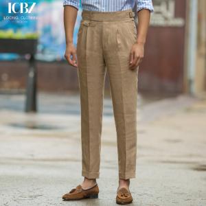 China Men's Pants Cropped Pants Waisted Summer Style Linen Thin Casual Suit Trousers Woven factory