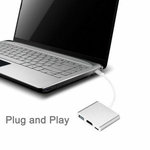 3-in-1 Thunderbolt 3 USB Type C Hub to Adapter 4K Aluminum USB-C Hub Dock with