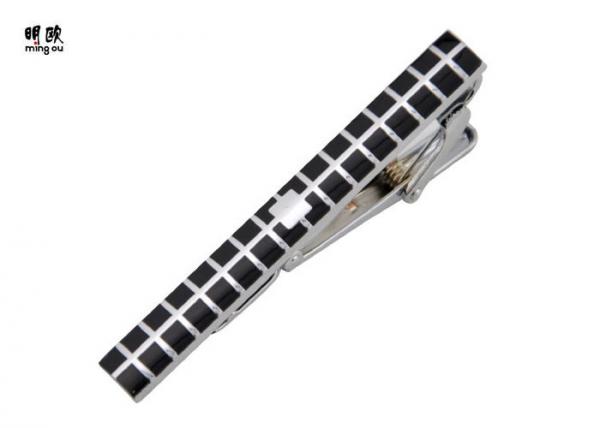 China Colored Mens Brushed Silver Tie Bar , Personalised Silver Tie Clip For Skinny Tie factory