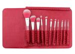 Beautiful Travel Professional Makeup Brush Set 11 Piece With Nylon Hair Red