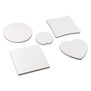 China Non Slip Sublimation Ceramic Coaster Blanks With Cork Back 10cm And 10.8cm Size factory