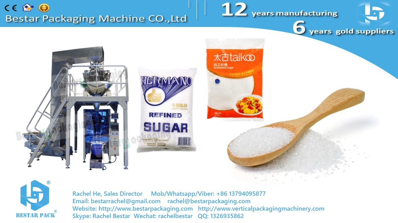 Sugar weighing packing machine with 14 heads weigher and TTO printer BSTV-450AZ