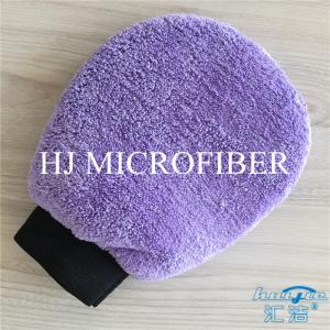 China Purple Microfiber Super Absorbent Car Cleaning Cloth Towel Coral Fleece Car Hand Gloves factory