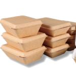 450ml Custom Paper Lunch Box Clamshell Food Containers Lightweight