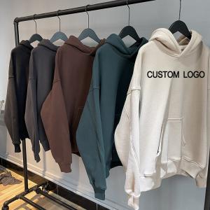 China Thick French Terry Fleece Men'S Big Oversized Hoodie Drop Brown Grey Shoulder Hoodies Style Pullover factory
