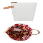 White Blank Canvas Makeup Bag Pouch With Fashion Interior Lining 11X4X8 Inch