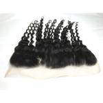 Black 100% Brazilian Virgin Remy Hair Deep Wave 3 Bundles With 13x4 Lace Frontal