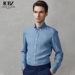 Summer Cotton Slim Fit Men's French Shirt end Custom OEM Light Blue for Business