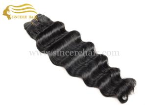 China 22&quot; Hair Weft Extensions for sale - 55 CM Black Deep Wave Human Hair Extension Machine Weft for sale factory