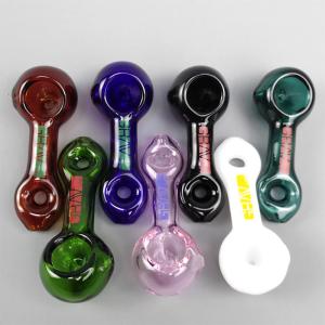China Mini Spoon Pendant Glass Hand Pipe With Label Straight Type 3.3 Inch factory