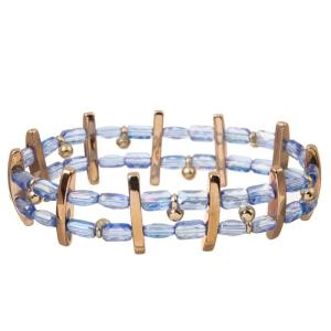 China Blue Glass Seed Bead Stretchy Crystal Bracelets Dainty Stackable Handmade factory