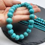 Natural Turquoise 10MM925 Silver Beads Bracelet Punk Hip-Hop European And