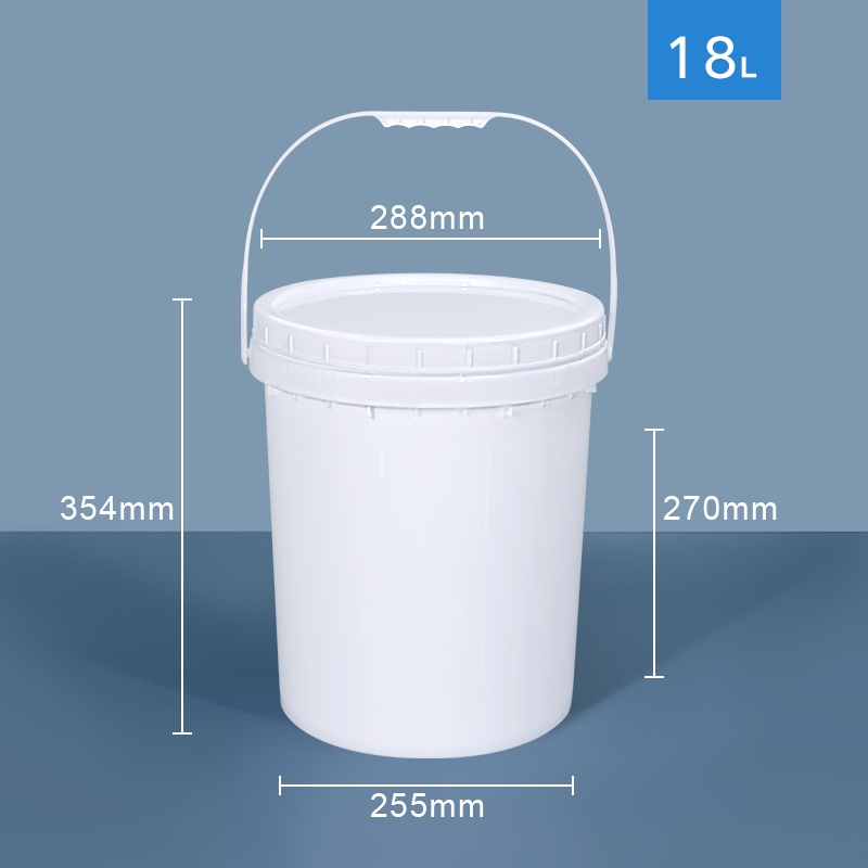 PP Plastic Bucket Iron Handle Lid for Home Food Grade Transparent White Container