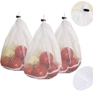 China Polyester Mesh Drawstring Bags , Drawstring Produce Bags Double Stitched For Fruits Vegetables factory