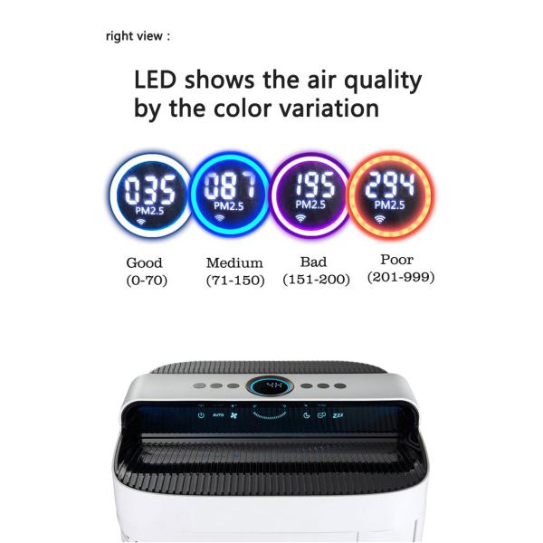 Homefish Large Coverage Multiple Purifier Air Purifier HEPA Carbon Filters LED Air Quality Display Double Side Outlet Purifier