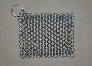 China Rectangular Chainmail Cast Iron Pan Scrubber Stainless Steel Wire Scrubber factory