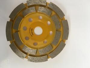 China Yellow Double Row Up 4 Inch Diamond Grinding Cup Wheel For Angle Grinder factory