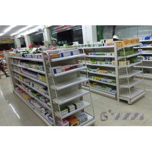 Modern Medical Store Display Rack Gondola 4-8 Layers 30-50kg Each Layer Capacity