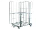 4 Sided Rolling Wire Cage Trolley Portable Nesting Mobile Storage Cage
